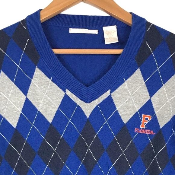 Lady Vesi Womens S Florida Gators Argyle Sweater Pullover Long Sleeve Blue White - Picture 4 of 10